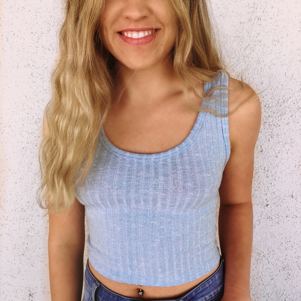 Blue ribbed tank top